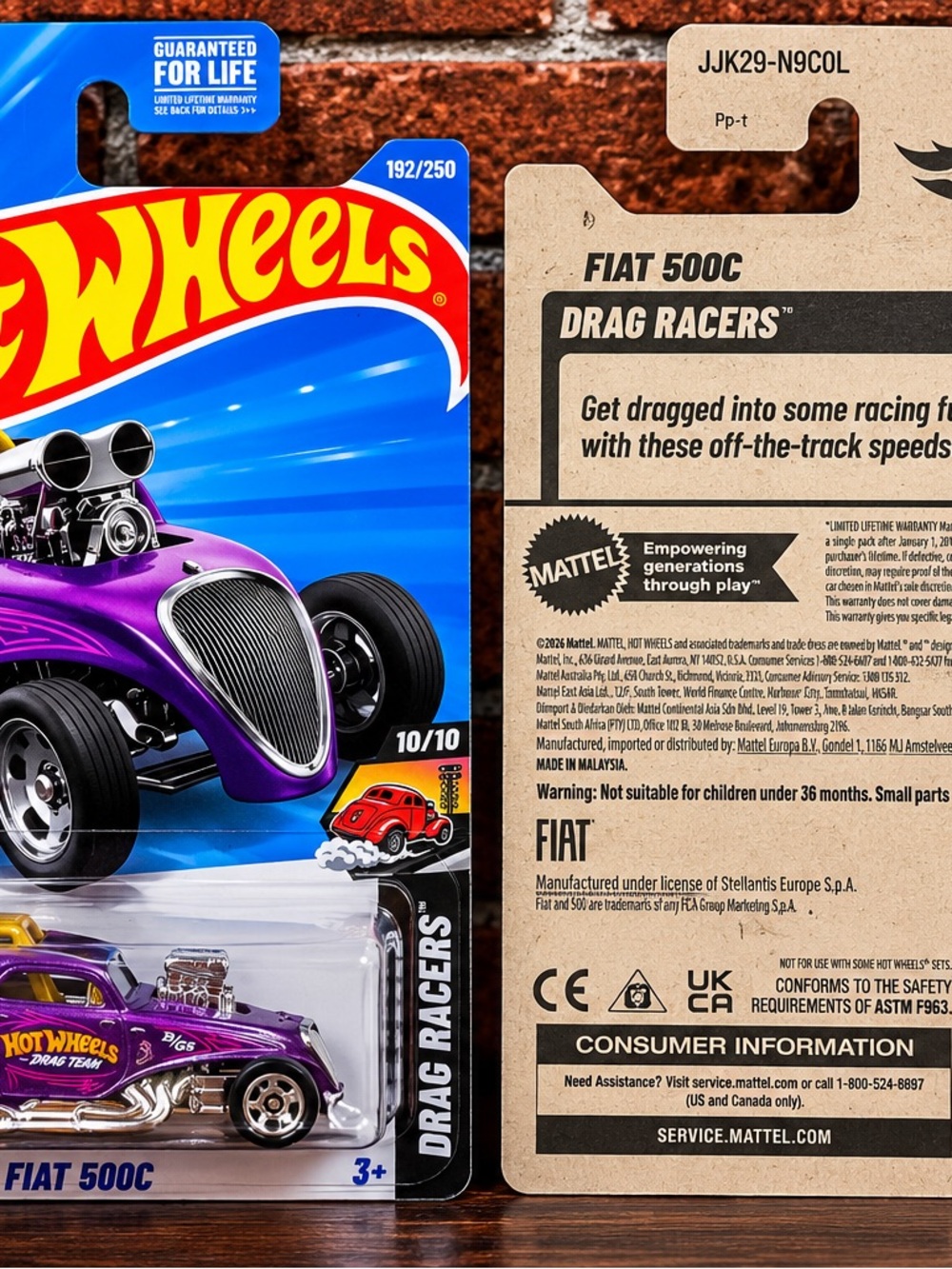 Hot Wheels Fiat 500C Drag Racers Toy Car - Purple